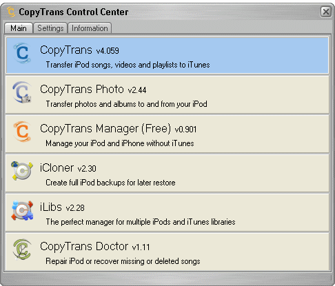 copytrans manager control center