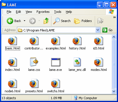 Open the LAME MP3 download with WinRAR. If you have Windows XP or newer, then you can open the download in a folder which is also fine.