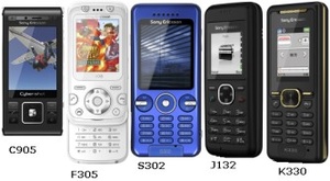 Sony Ericsson julkisti viisi puhelinta